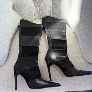 Leather/Lace Women’s Black Boots